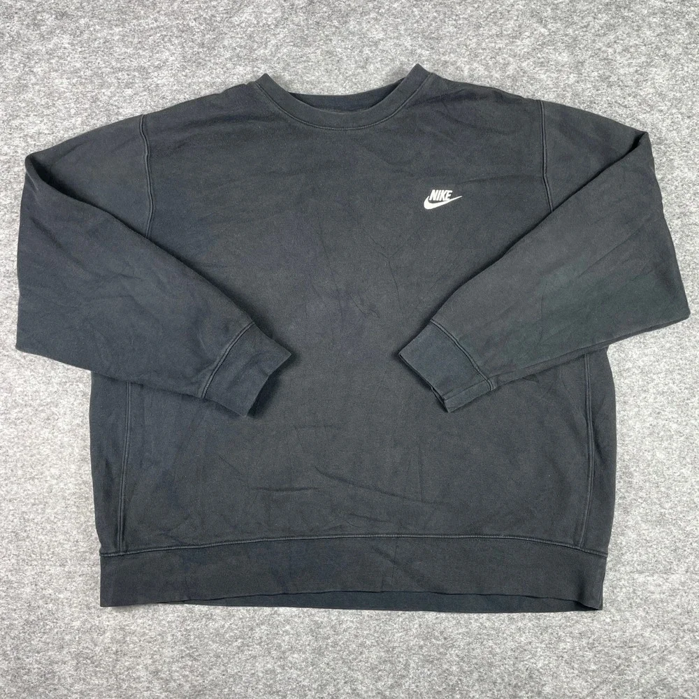 Nike Sweatshirt Mens XL Black Sportswear Club Fleece Crewneck Pullover Swoosh